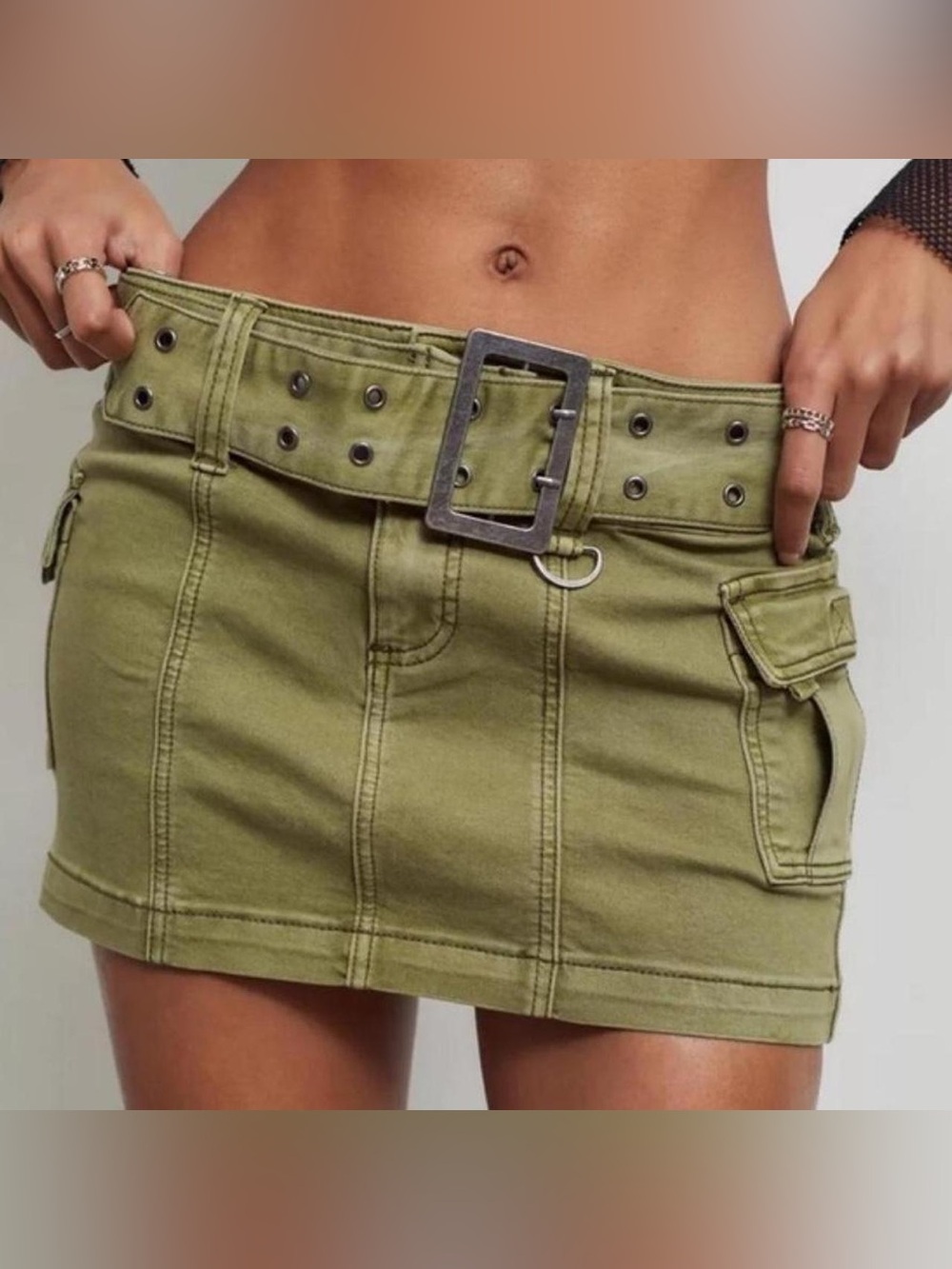 NWT Urban Outfitters Joan Khaki Micro Mini Belted Skirt